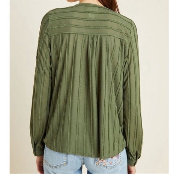 Anthropologie Maeve Audre wrap top olive green small - Picture 3 of 10